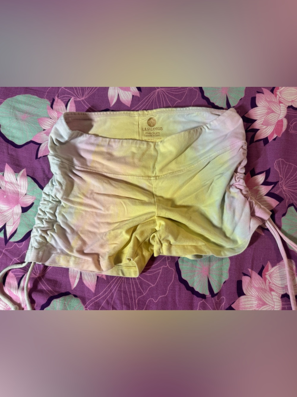 Lily Lotus Yellow Tie-Dye Athletic Shorts